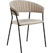 Beliani MARIPOSA - Eetkamerstoel-Beige-Fluweel