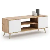 KOBI TV-meubel - houten poten - bruin wit - 155x40x50 cm