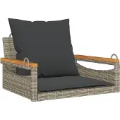 vidaXL Hangstoel met kussen, grijs, 63x62x40 cm, polyrotan