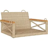 vidaXL - Schommelbank - 63x62x40 - cm - poly - rattan - beige
