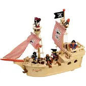 Bigjigs Toys Houten piratenschip - Green Toys