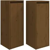 vidaXL Wandkasten 2 st 30x30x80 cm massief grenenhout honingbruin
