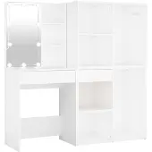 vidaXL Kaptafel met 2 kastjes en LED's bewerkt hout wit
