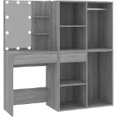 vidaXL Kaptafel met kastjes LED bewerkt hout grijs sonoma eiken