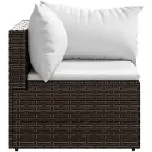 vidaXL Tuinhoekbank met kussens poly rattan bruin
