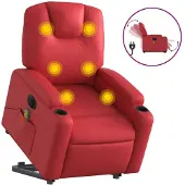vidaXL Sta-op-massagestoel elektrisch kunstleer rood