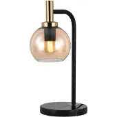 Fantasia 3403618 Osira Tafellamp E27 Zwart + Goud, Amber Glas Ø150mm