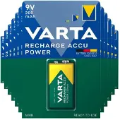 Varta 12x Recharge Accu Power Oplaadbare Batterijen 9v 200mah