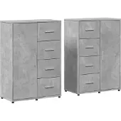 vidaXL Dressoirs 2 st 60x31x84 cm bewerkt hout betongrijs