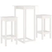 vidaXL 3-delige Barset massief grenenhout wit