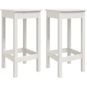 vidaXL Barstoelen 2 st 40x40x78 cm massief grenenhout wit