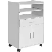 SoBuy Keukenkast met Wielen - 1 Lade en 2 Deuren - Max. 60 kg - 59 x 40 x 92 cm - Wit