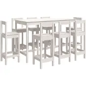vidaXL 9-delige Barset massief grenenhout wit