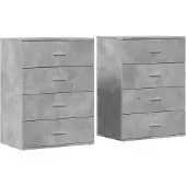 vidaXL Dressoirs 2 st 60x39x80 cm bewerkt hout betongrijs