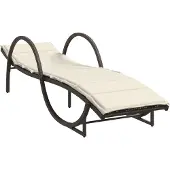 vidaXL Ligbed met kussen 60x199x42 cm poly rattan bruin