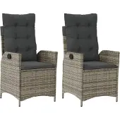 vidaXL Tuinstoelen 2 st verstelbaar met kussens poly rattan grijs