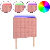 vidaXL Hoofdbord LED 90x5x118/128 cm fluweel roze