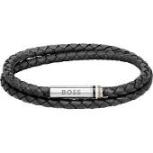BOSS Armband 'Ares' zwart / zilver