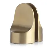 XLBoom Set van 2 boekensteunen Emoji | marmer goudkleurig 7.5x7.5x18.5 cm decoratieve objecten | NADUVI