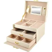 Beautylushh Grote juwelendoos in verschillende niveaus - Beige