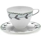 Serax Midnight Flowers Anemone Cappuccinokop met Schotel Blossom Milk