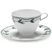 Serax Marni Midnight Flowers Blossom Milk koffiekop hoog 8cl + schotel roze / blauw
