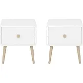 Hioshop Gaia nachtkastje 2 st met 1 lade wit.