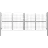 vidaXL Tuinpoort gegalvaniseerd staal 400x150 cm zilver