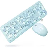 Silvergear Retro Toetsenbord en Muis Set Draadloos - Blauw