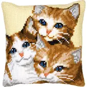 Vervaco - Kruissteekkussen kit - 3 Katjes - PN-0008506 - Borduren - Borduurpakket - Borduurpakket volwassenen - Borduurpakket kind
