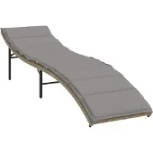vidaXL Ligbed met kussen 55x199x50 cm poly rattan beige