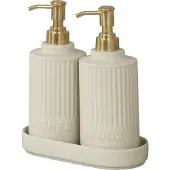 Wenko Heidi Zeep- en Afwasmiddeldispenser Set Crème - 2 x 550 ml - Keramiek