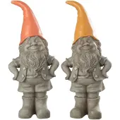 J-Line figuur Kabouter Punthoed - polyresin - mix - large - 2 stuks