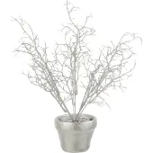 J-Line decoratie boompje In Pot Glitter - kunststof - zilver