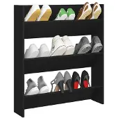 vidaXL Wandschoenenkast 80x18x90 cm bewerkt hout zwart