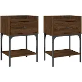 vidaXL Nachtkastjes 2 st 40,5x31x60 cm bewerkt hout bruin eikenkleur