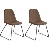 DOMUS Colby-Eetkamerstoel - Bruin Stof - Set van 2