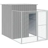 vidaXL Hondenhok met ren 165x455x181 cm staal lichtgrijs