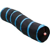 vidaXL Kattentunnel S-vorm 122 cm polyester zwart en blauw