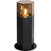 QAZQA Buiten vloerlamp zwart met smoke kap zeshoekig 30 cm - Denmark