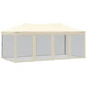 vidaXL - Partytent - inklapbaar - met - zijwanden - 3x6 - m - crèmekleurig