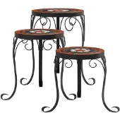 vidaXL Plantenstandaards 3 st keramiek terracottakleurig en wit