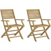 vidaXL Klapstoelen, 2 stuks, 54,5 x 61,5 x 86,5 cm, massief acaciahout