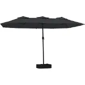 vidaXL Parasol dubbel dak met LED 449x265 cm zwart