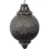 Clayre & Eef Kerstbal Ø 20x32 cm Zwart Glas Kerstboomversiering Zwart Kerstboomversiering