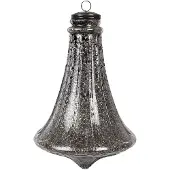 Clayre & Eef Kerstbal Ø 17x27 cm Zwart Glas Kerstboomversiering Zwart Kerstboomversiering