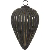 Clayre & Eef Kerstbal Ø 15x26 cm Zwart Glas Kerstboomversiering Zwart Kerstboomversiering