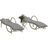 vidaXL Ligstoelen 2 st met tafel poly rattan beige