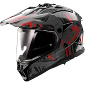 LS2 MX702 Pioneer II Crazy Zwart Rood Adventure Helm Maat XS