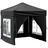 vidaXL Partytent inklapbaar met zijwanden 2x2 m zwart